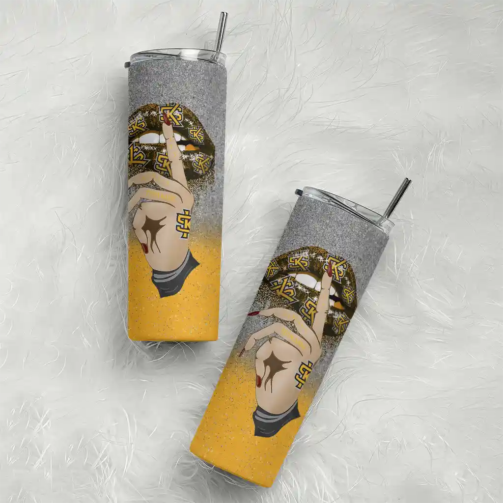 personalized-kennesaw-state-owls-sparkle-lips-gold-skinny-tumbler-top-rated-4.webp