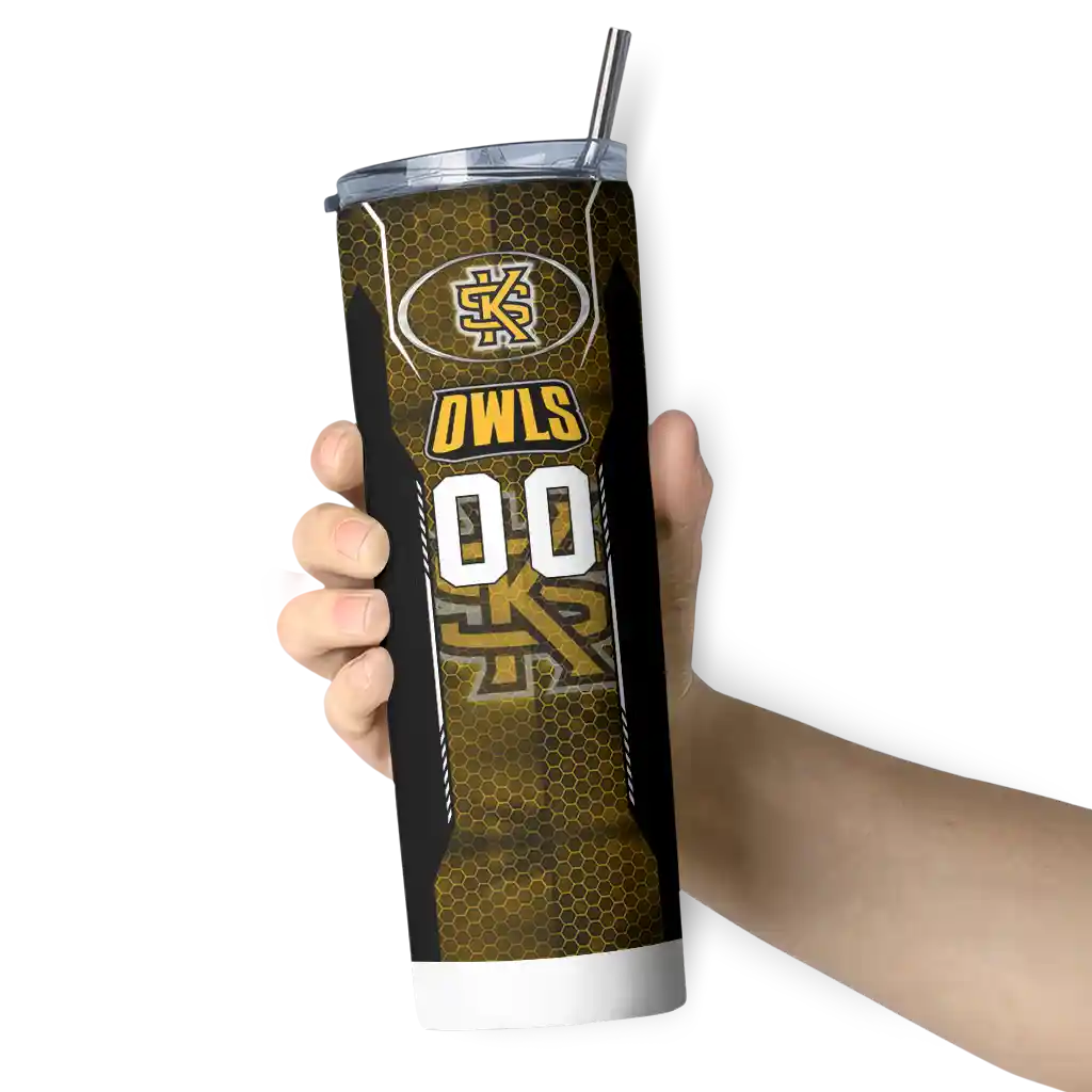 personalized-kennesaw-state-owls-stacked-diamond-gold-skinny-tumbler-premium-grade.webp
