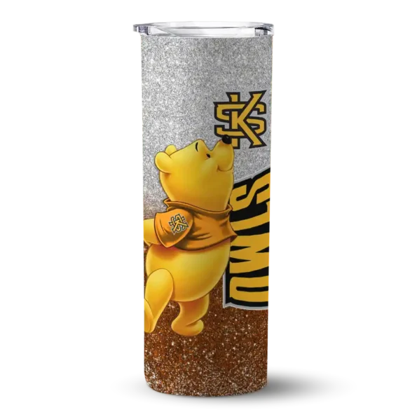 personalized kennesaw state owls winnie the pooh gold gray skinny tumbler best selling 2