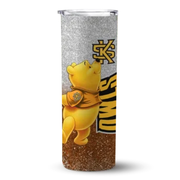 Personalized Kennesaw State Owls Winnie the Pooh Gold Gray Skinny Tumbler