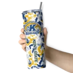 personalized-kent-state-golden-flashes-claw-marks-navy-blue-white-skinny-tumbler-best-selling.webp