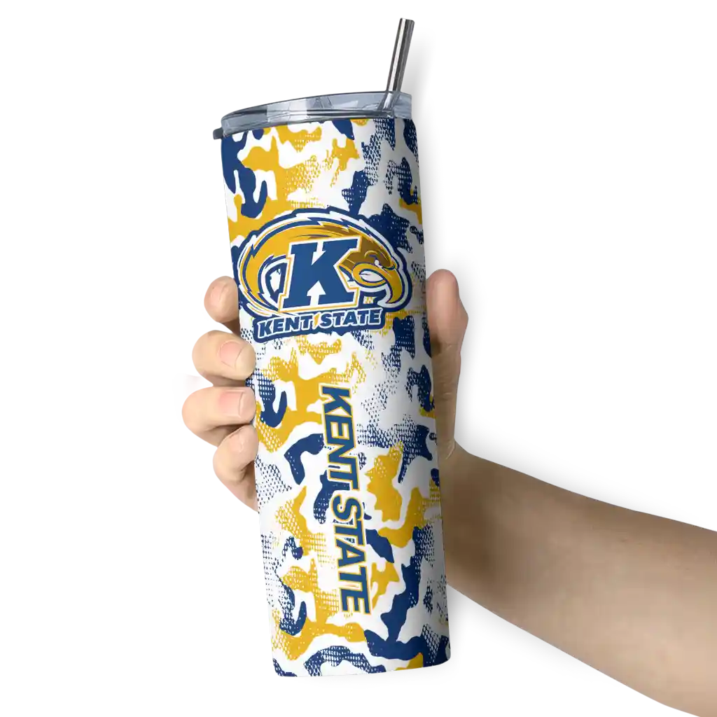personalized-kent-state-golden-flashes-claw-marks-navy-blue-white-skinny-tumbler-premium-grade.webp