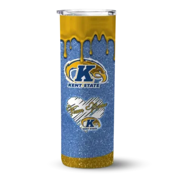 Personalized Kent State Golden Flashes Pixel Fade Navy Blue Skinny Tumbler