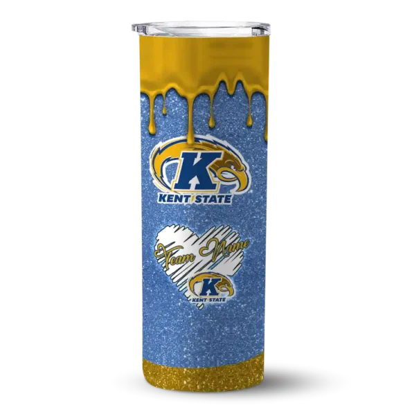 personalized kent state golden flashes pixel fade navy blue skinny tumbler best selling