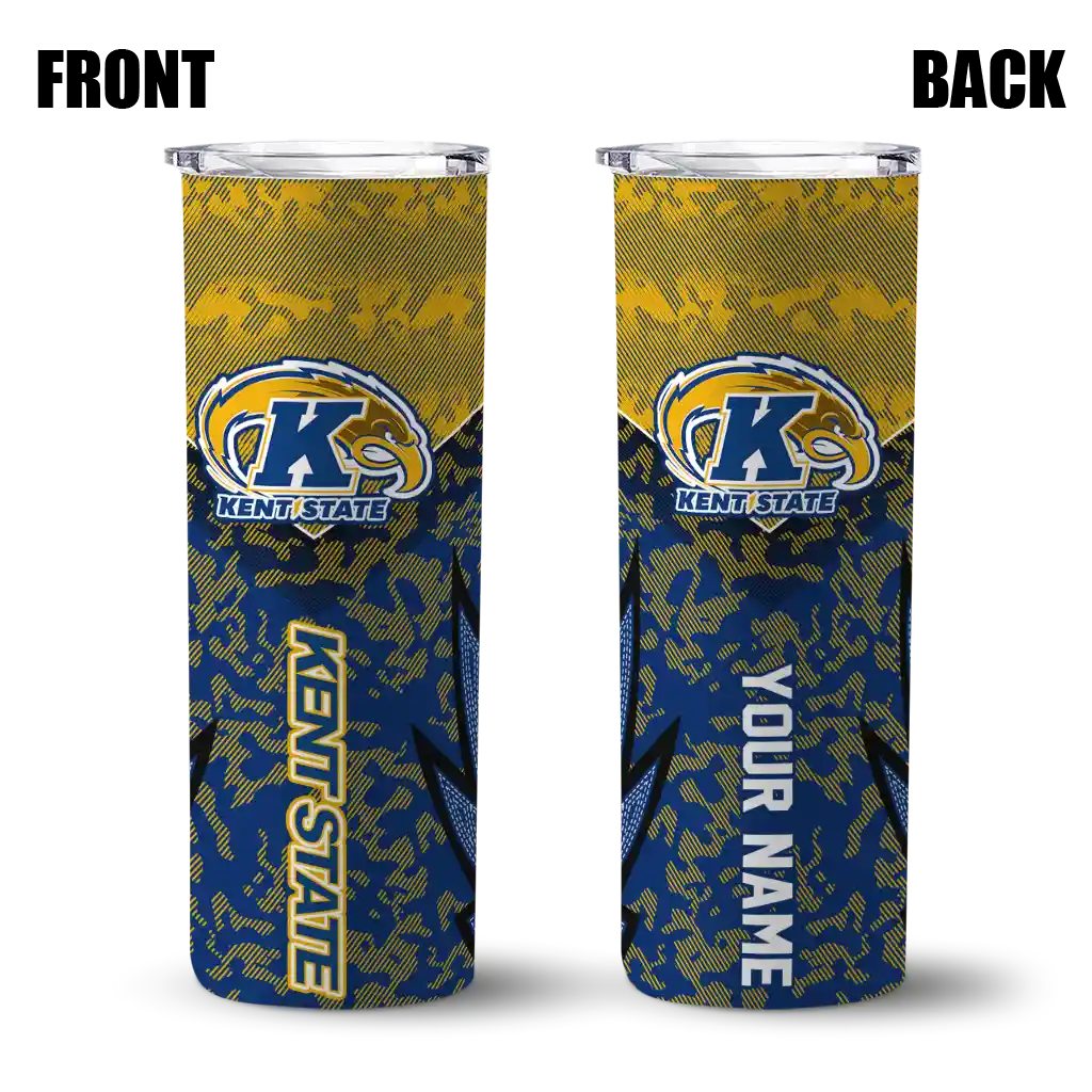 personalized-kent-state-golden-flashes-spiral-burst-print-navy-blue-skinny-tumbler-fashion-forward.webp