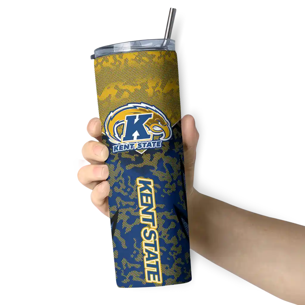 personalized-kent-state-golden-flashes-spiral-burst-print-navy-blue-skinny-tumbler-premium-grade.webp