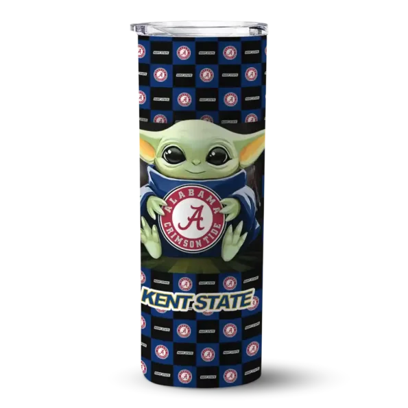 personalized kent state golden flashes yoda cozy navy blue black skinny tumbler best selling