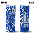 personalized-kentucky-wildcats-metallic-grid-blue-skinny-tumbler-best-selling.webp