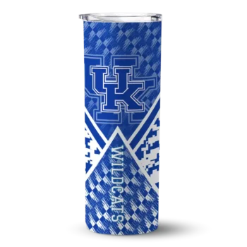 Personalized Kentucky Wildcats Monogram Burst Blue White Skinny Tumbler