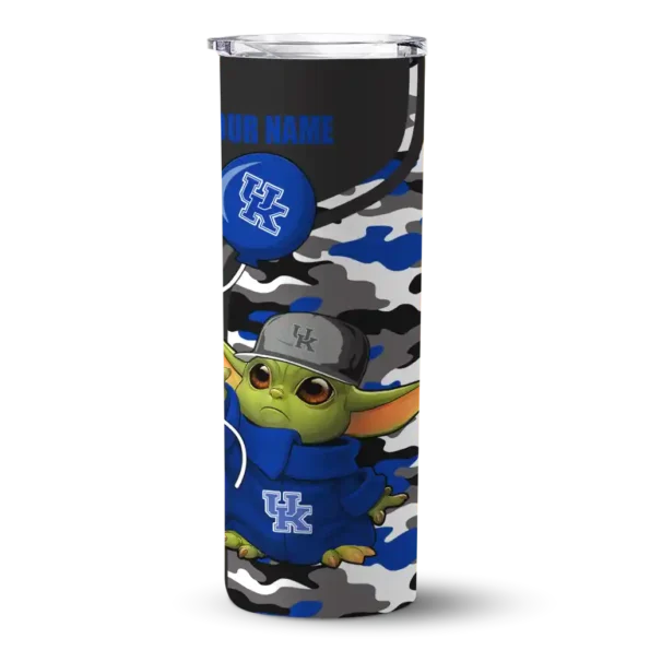 personalized kentucky wildcats yoda camo blue black skinny tumbler best selling