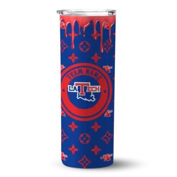 Personalized LA Tech Camo Streak Blue Skinny Tumbler