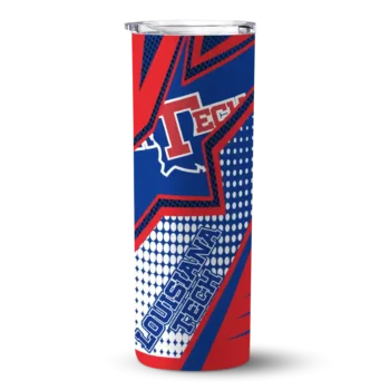 Personalized LA Tech Web Stripes Blue White Skinny Tumbler