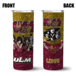 personalized-louisiana-monroe-warhawks-kiss-band-gold-skinny-tumbler-best-selling.webp