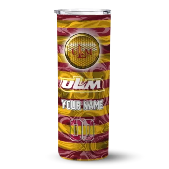 Personalized Louisiana-Monroe Warhawks Patterned Waves Red Skinny Tumbler