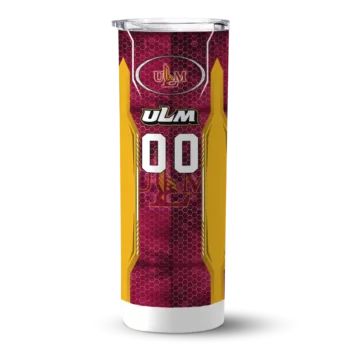 Personalized Louisiana-Monroe Warhawks Stacked Diamond Red Skinny Tumbler
