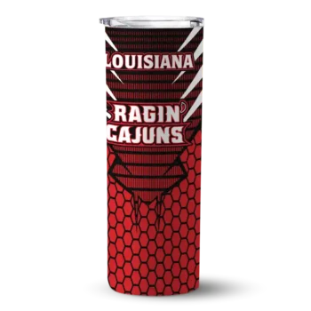 Personalized Louisiana Ragin' Cajuns Chevron Stripes Red Skinny Tumbler
