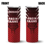 personalized-louisiana-ragin-cajuns-chevron-stripes-red-skinny-tumbler-best-selling.webp