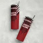 personalized-louisiana-ragin-cajuns-chevron-stripes-red-skinny-tumbler-best-selling.webp