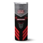 personalized-louisiana-ragin-cajuns-hexagon-honeycomb-red-black-skinny-tumbler-best-selling.webp