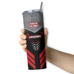 personalized-louisiana-ragin-cajuns-hexagon-honeycomb-red-black-skinny-tumbler-best-selling.webp