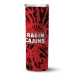 personalized-louisiana-ragin-cajuns-metallic-grid-red-skinny-tumbler-best-selling.webp