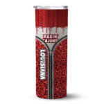 personalized-louisiana-ragin-cajuns-sparkle-drip-red-skinny-tumbler-best-selling.webp