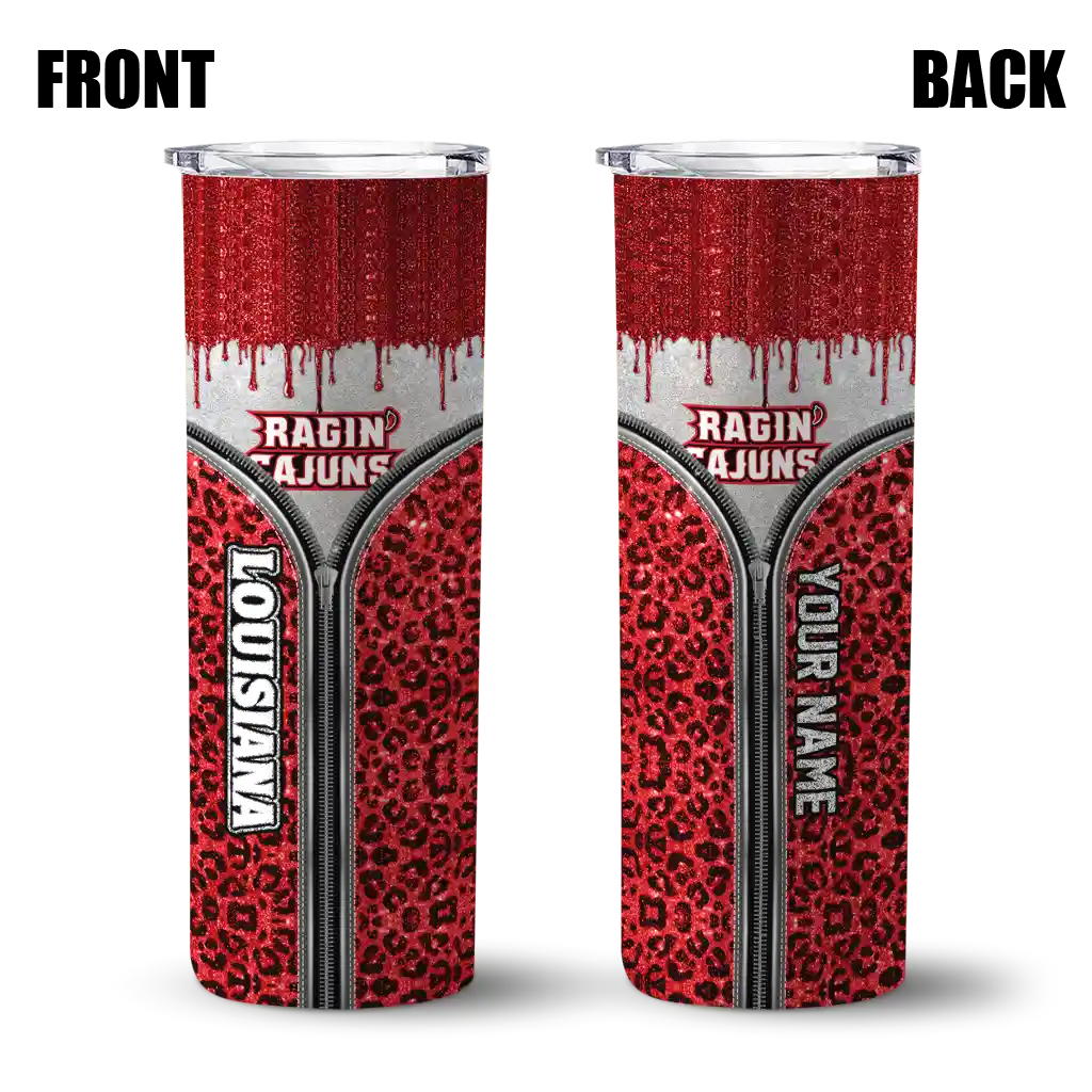 personalized-louisiana-ragin-cajuns-sparkle-drip-red-skinny-tumbler-fashion-forward.webp