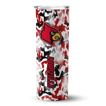 Personalized Louisville Cardinals Claw Marks Red White Skinny Tumbler