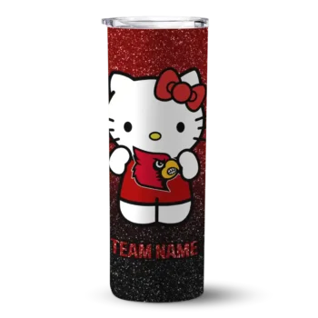Personalized Louisville Cardinals Hello Kitty Red Black Skinny Tumbler