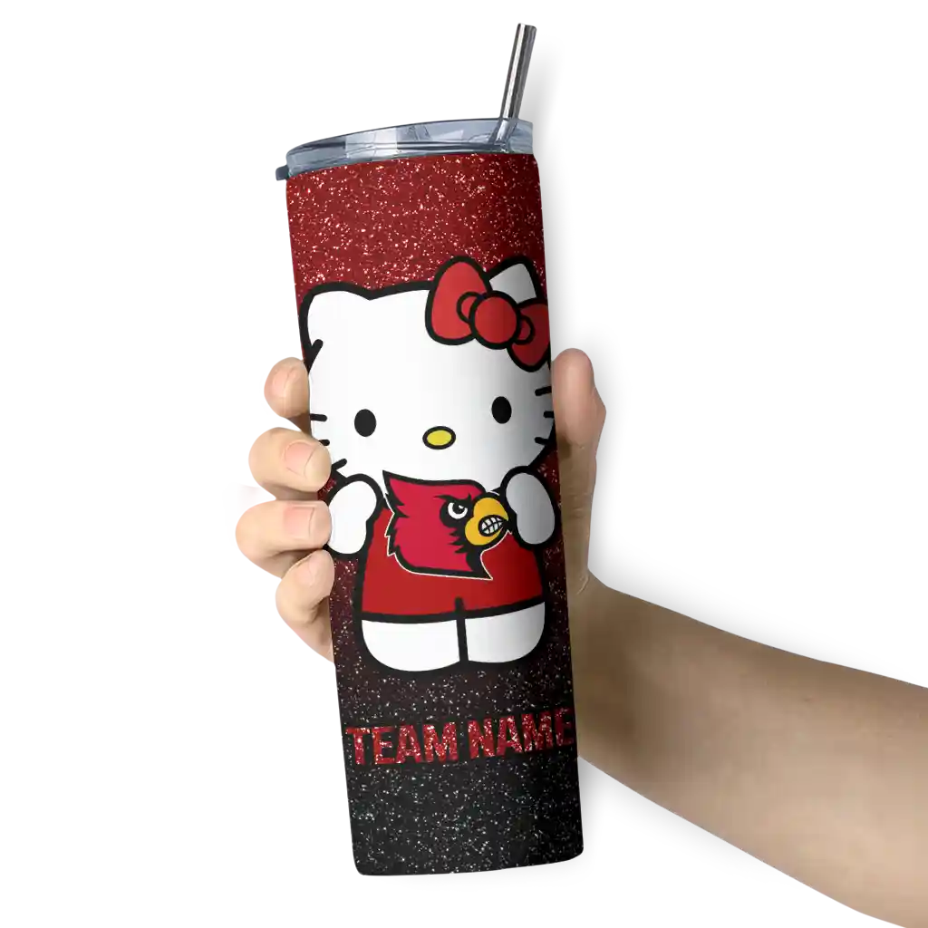 personalized-louisville-cardinals-hello-kitty-red-black-skinny-tumbler-premium-grade.webp