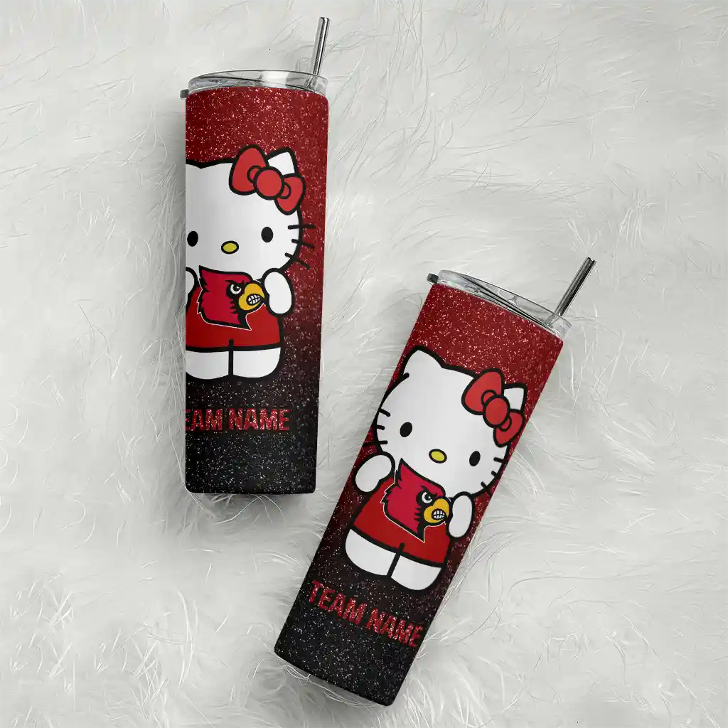 personalized-louisville-cardinals-hello-kitty-red-black-skinny-tumbler-top-rated.webp