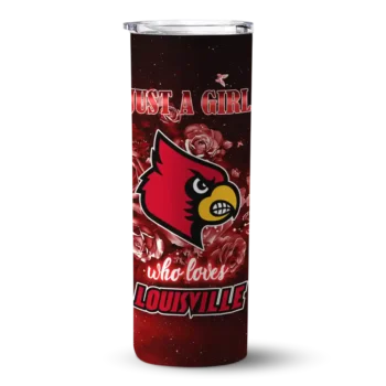 Personalized Louisville Cardinals Rose Romance Red Black Skinny Tumbler
