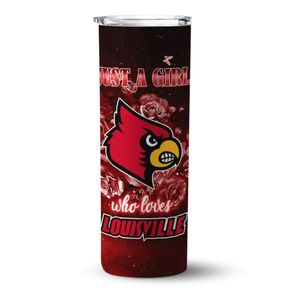 personalized louisville cardinals rose romance red black skinny tumbler best selling