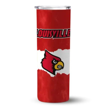 Personalized Louisville Cardinals Torn Band Red White Skinny Tumbler