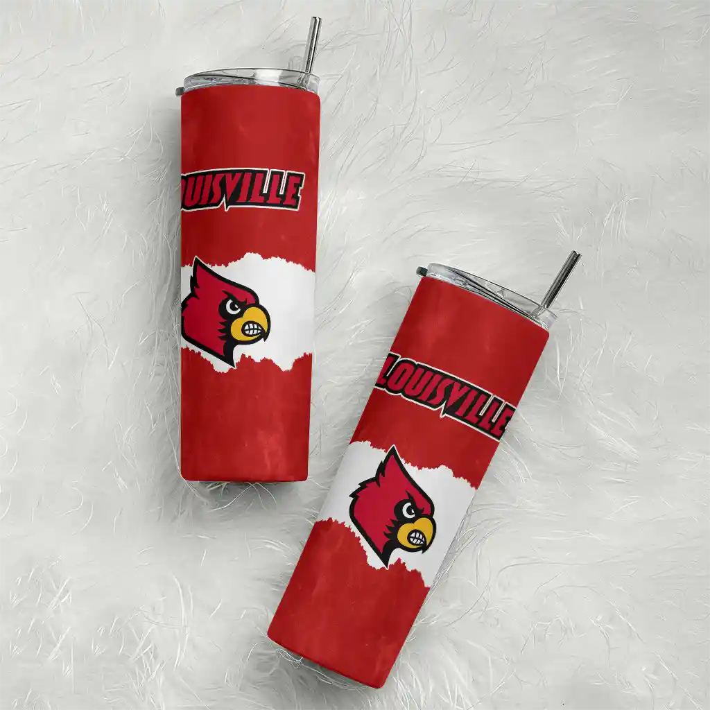 personalized-louisville-cardinals-torn-band-red-white-skinny-tumbler-top-rated.webp