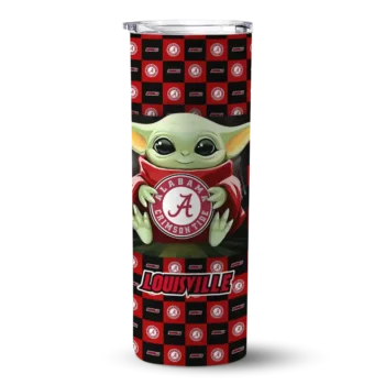 Personalized Louisville Cardinals Yoda Cozy Red Black Skinny Tumbler