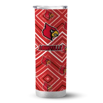 Personalized Louisville Cardinals Zipper Leopard Red Skinny Tumbler