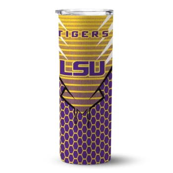LSU Tigers Tumber - Personalized Chevron Stripes Skinny Purple