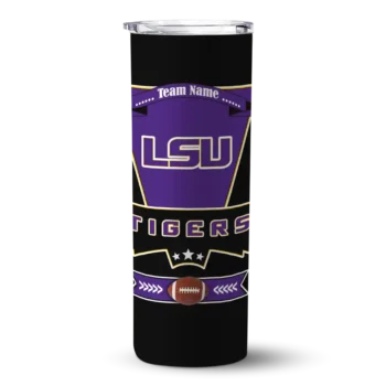 Personalized LSU Tigers Helmet Belt Purple Black Skinny Tumbler