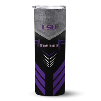 Personalized LSU Tigers Hexagon Honeycomb Purple Black Skinny Tumbler