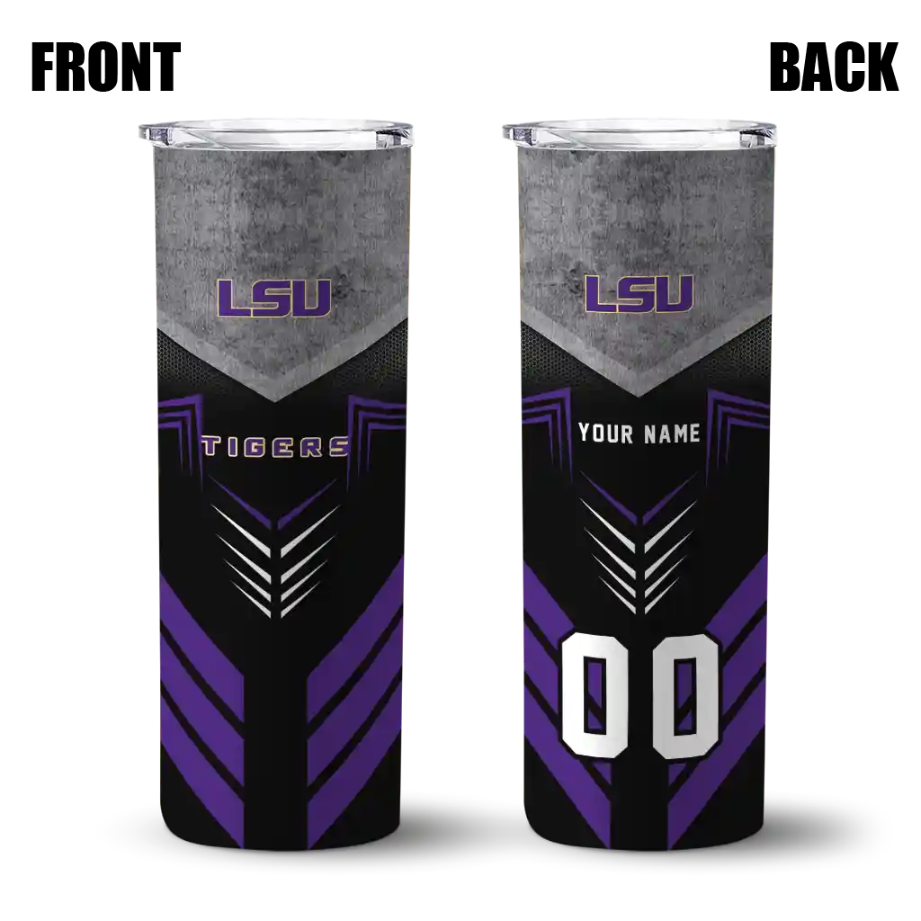personalized-lsu-tigers-hexagon-honeycomb-purple-black-skinny-tumbler-fashion-forward.webp