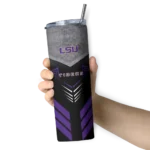 personalized-lsu-tigers-hexagon-honeycomb-purple-black-skinny-tumbler-best-selling.webp
