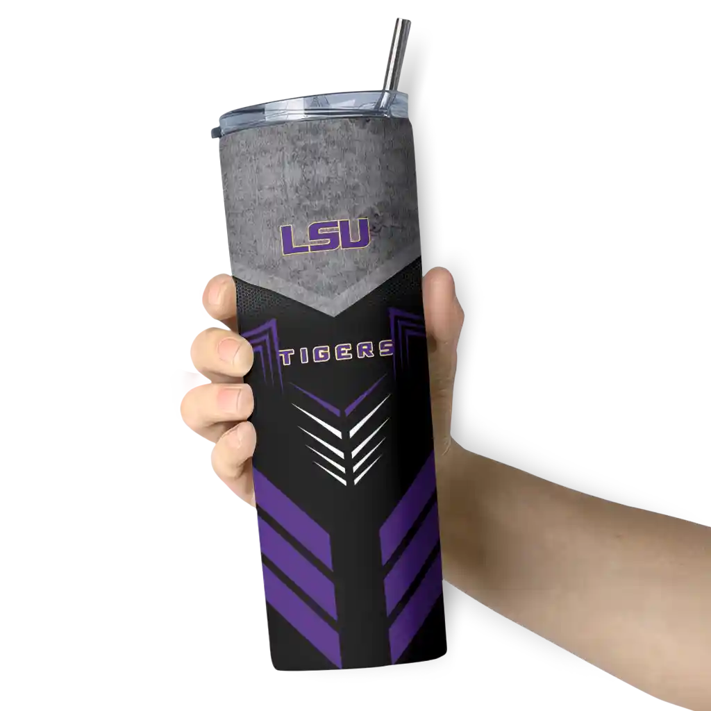 personalized-lsu-tigers-hexagon-honeycomb-purple-black-skinny-tumbler-premium-grade.webp