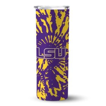 Personalized LSU Tigers Metallic Grid Purple Skinny Tumbler