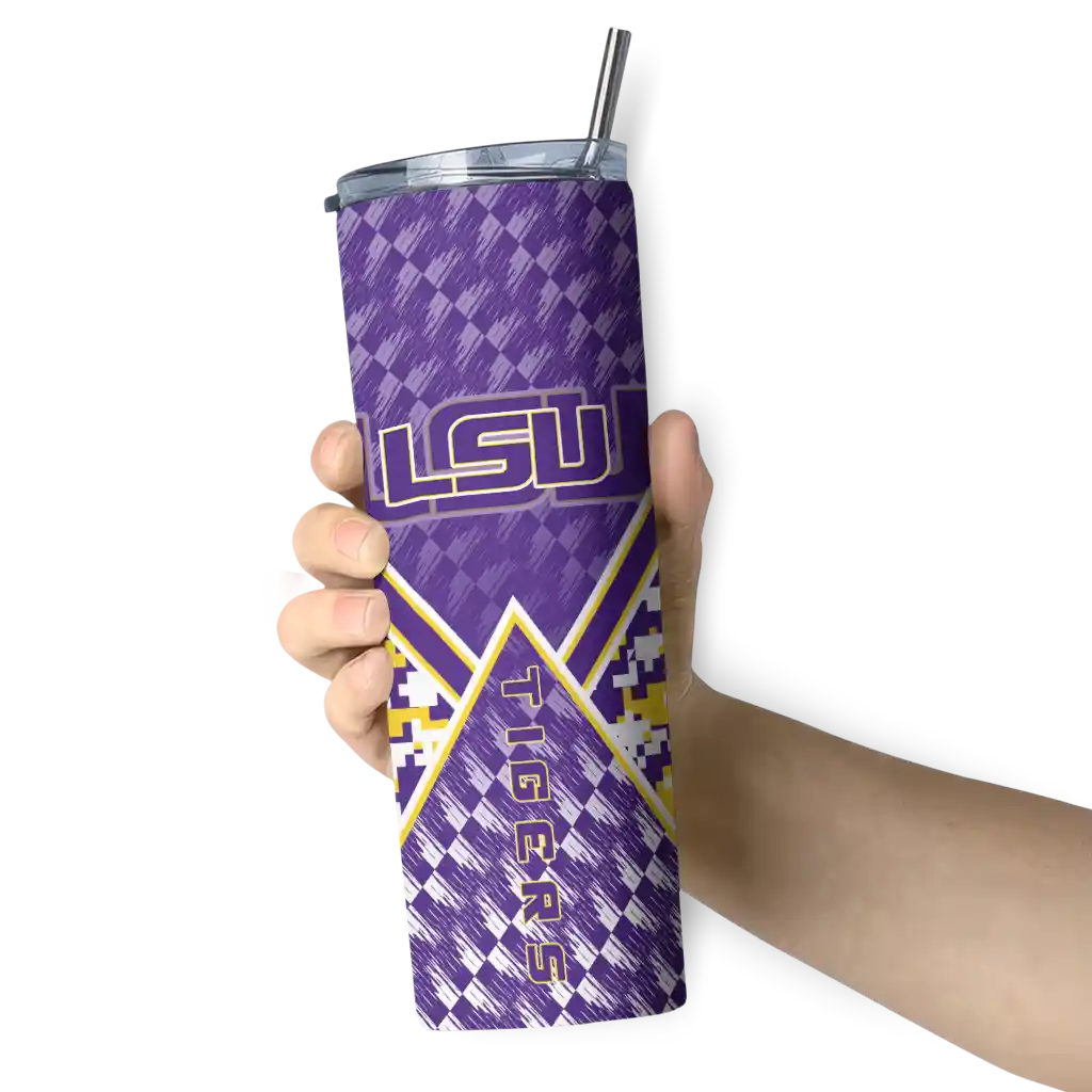 personalized-lsu-tigers-monogram-burst-purple-white-skinny-tumbler-premium-grade.webp