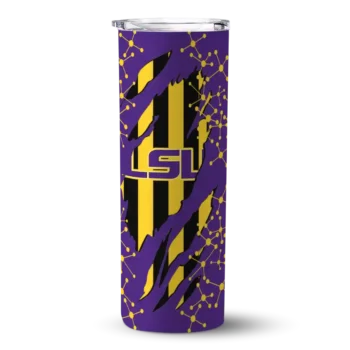 Personalized LSU Tigers Star Pop Purple Black Skinny Tumbler