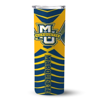Personalized Marquette Golden Eagles Camo Texture Blue Skinny Tumbler