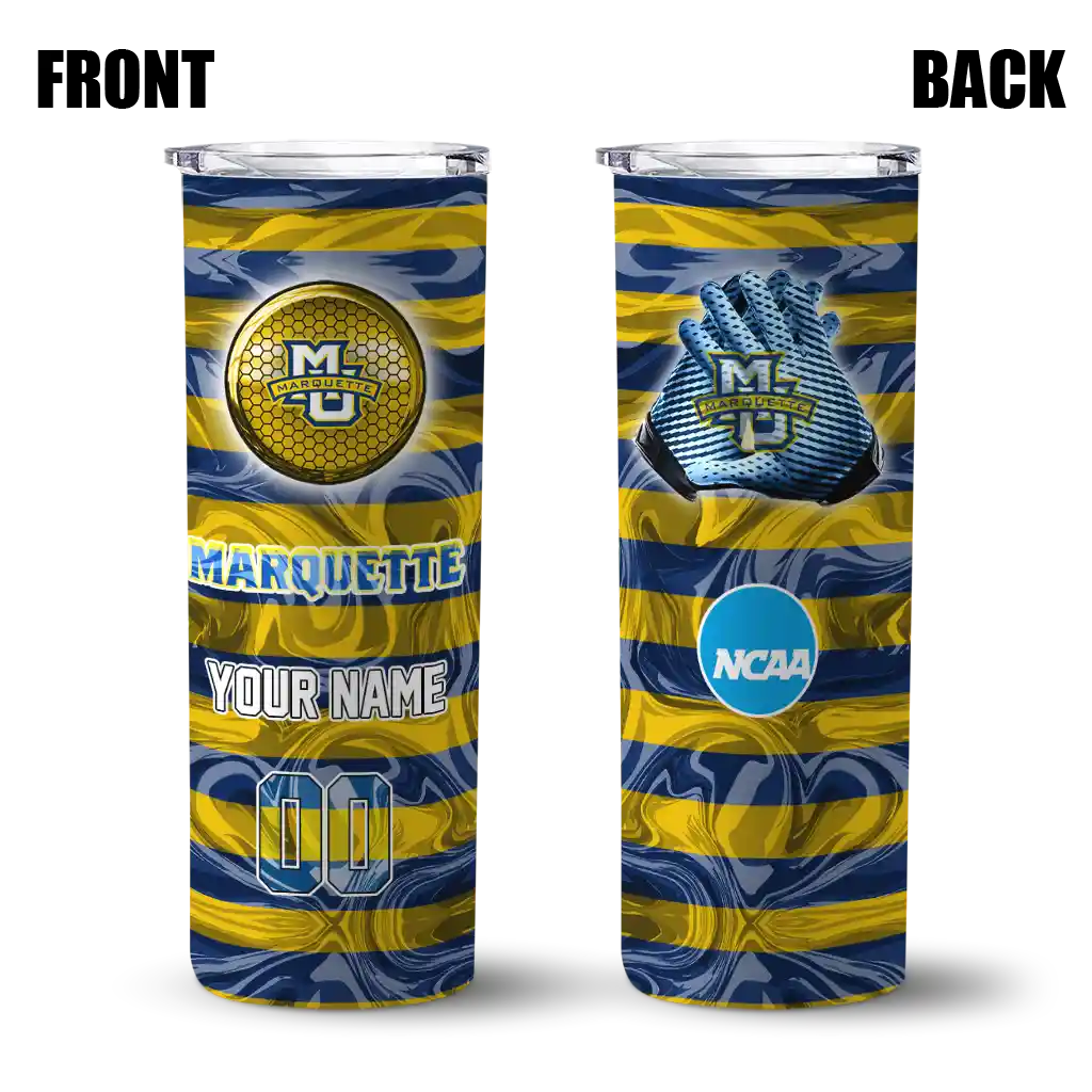 personalized-marquette-golden-eagles-patterned-waves-blue-skinny-tumbler-fashion-forward.webp