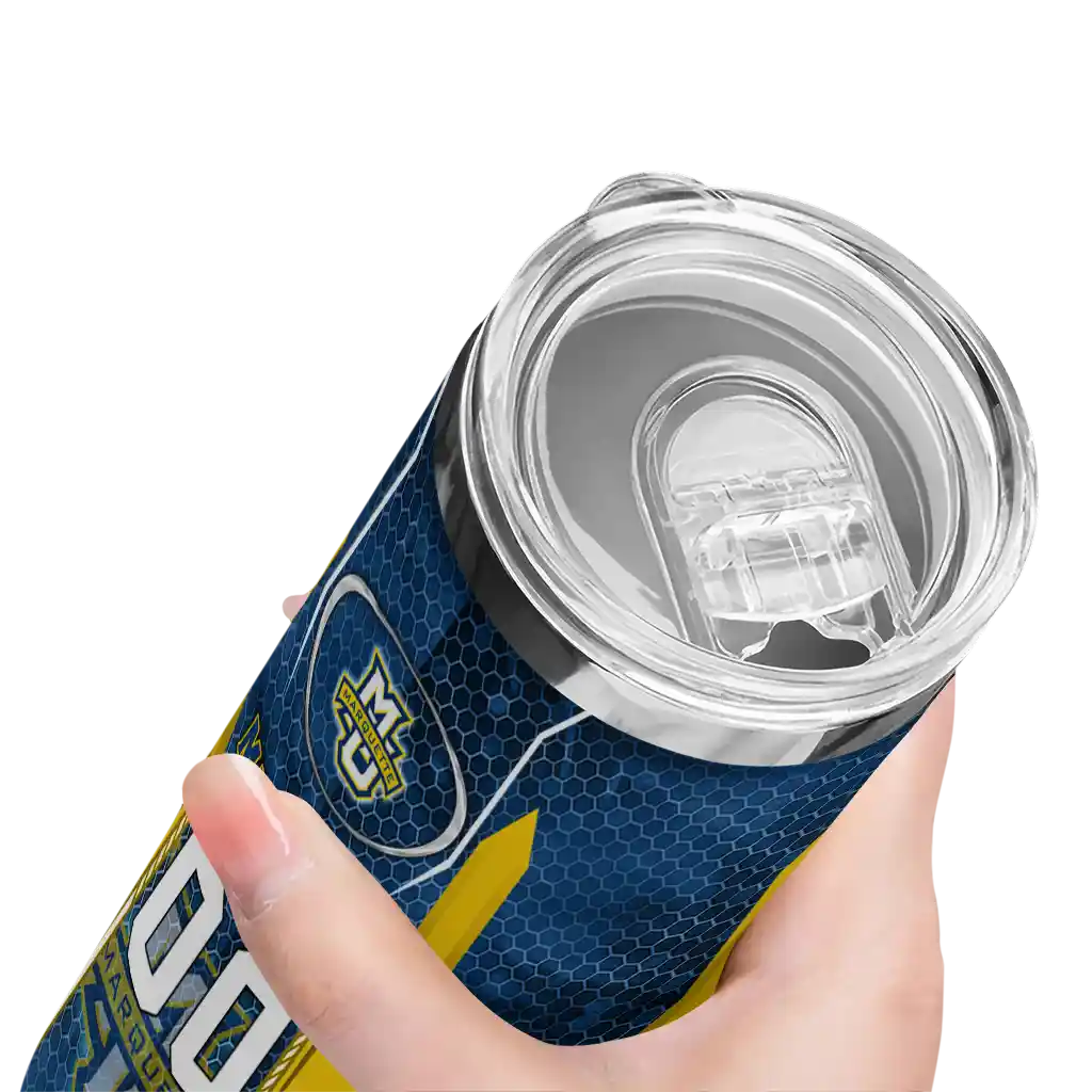 personalized-marquette-golden-eagles-stacked-diamond-blue-skinny-tumbler-high-quality.webp