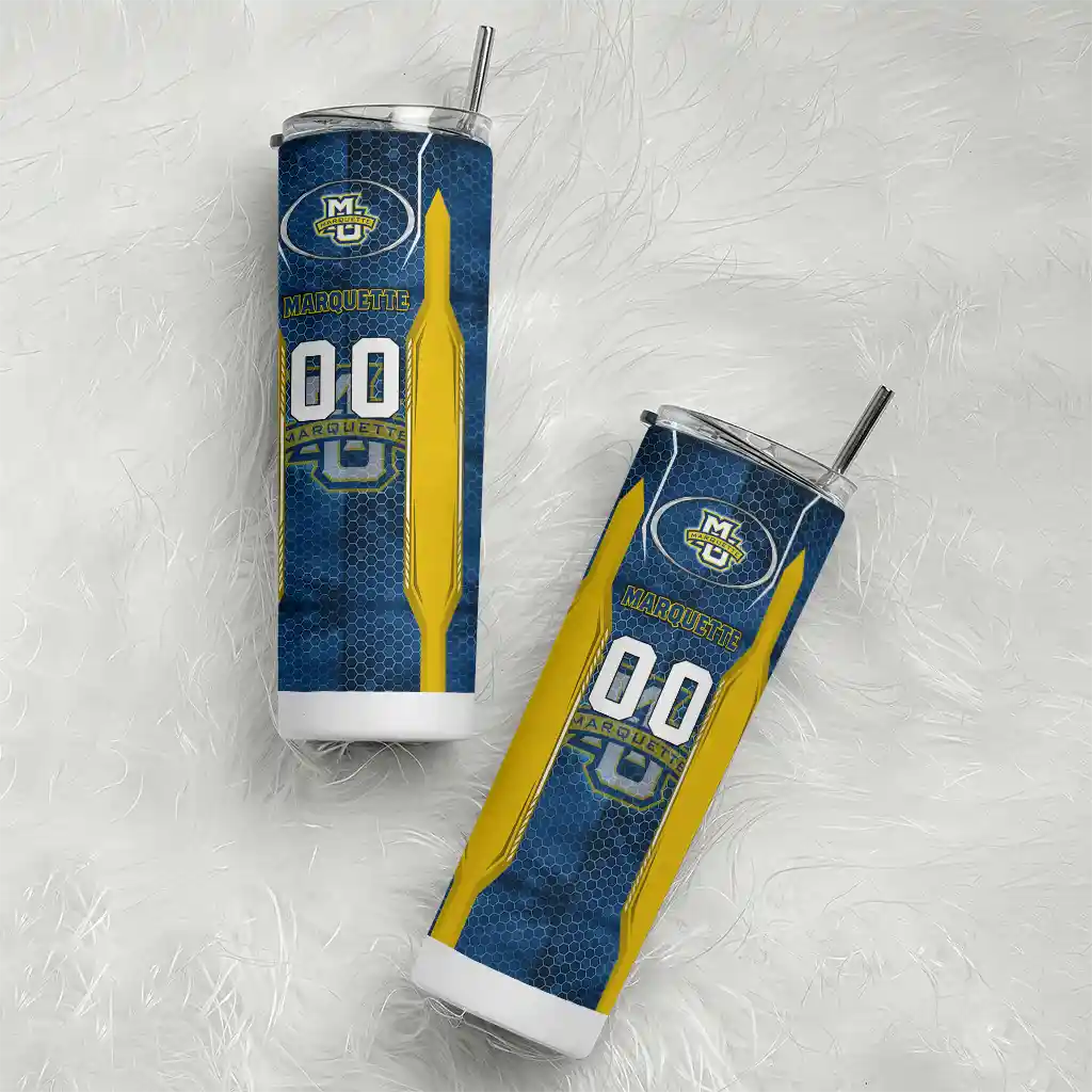 personalized-marquette-golden-eagles-stacked-diamond-blue-skinny-tumbler-top-rated.webp